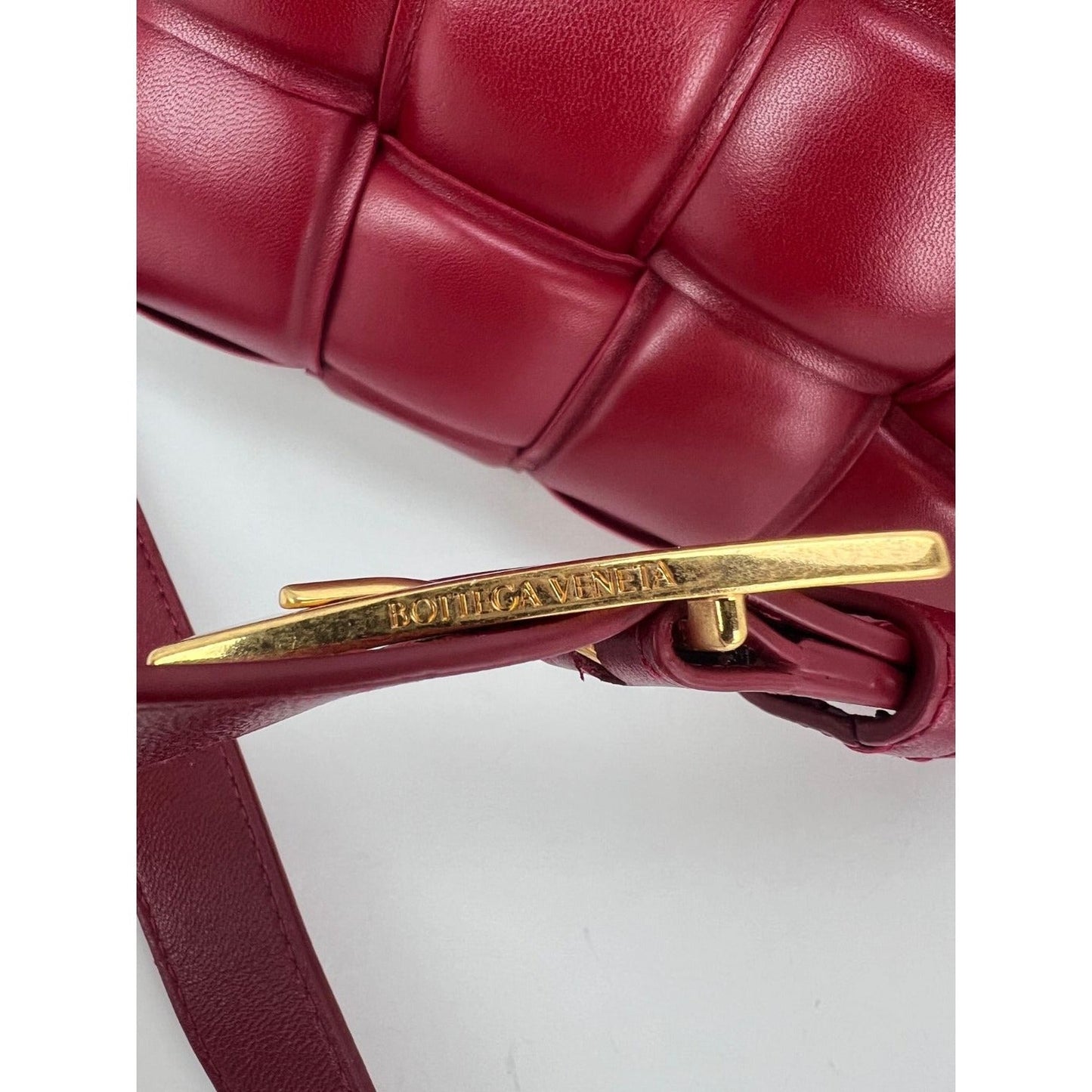 Bottega Veneta Red Nappa Maxi Intreccio Padded Cassette Crossbody Bag