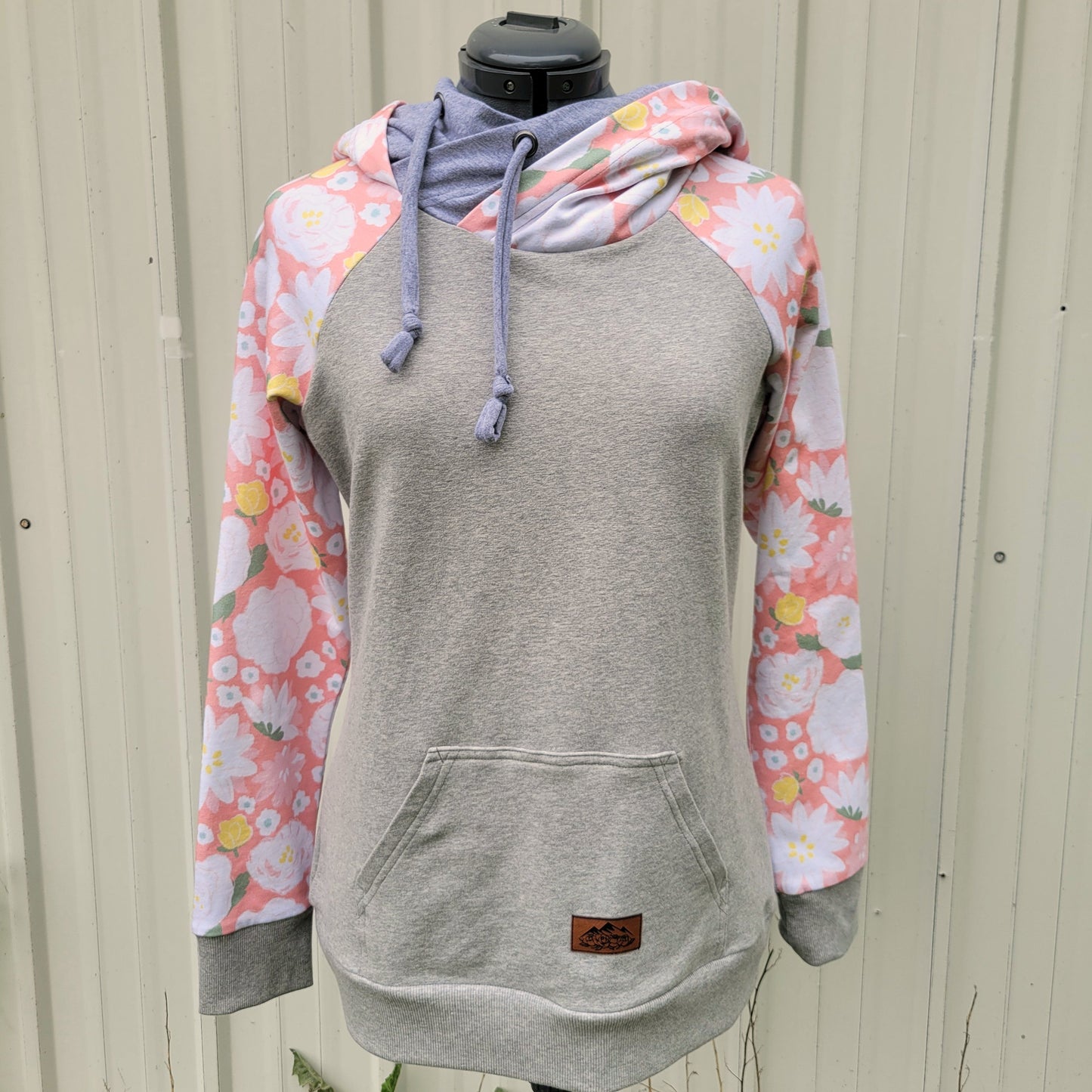 Women's Peach Gray Double Hoodie