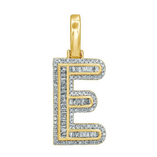 10K 0.47CT DIAMOND ALPHABET "INITIAL E" PENDANT