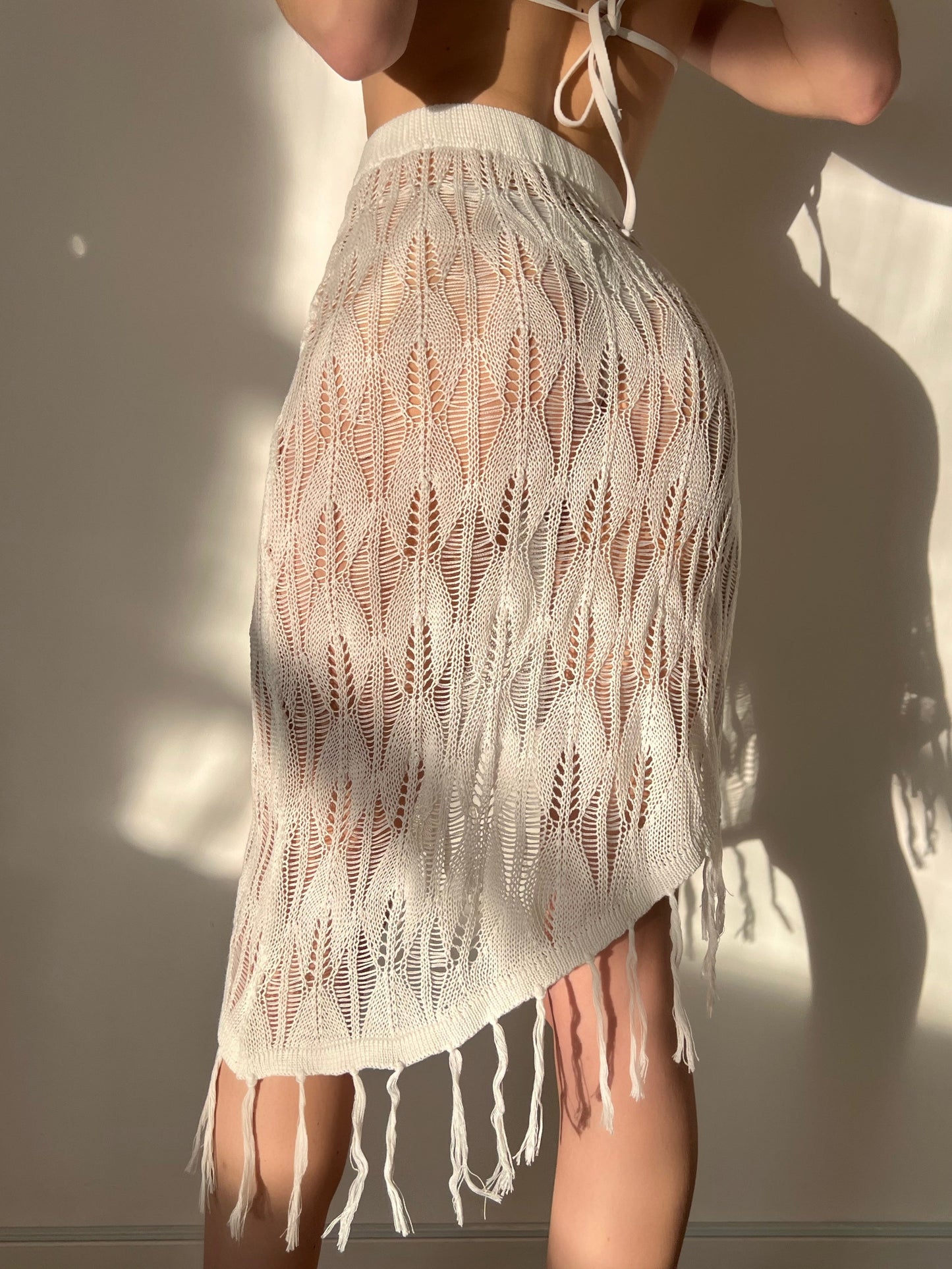 Beach Cover Up Bikini Tassel Seaside Skirt Sun Protection Sexy Cutout Overskirt