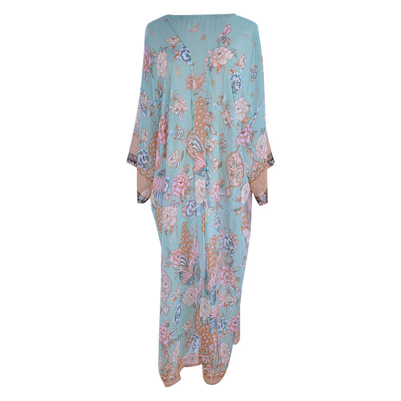 Chiffon Positioning Printing Seaside Beach Jacket Swimsuit Outwear Blouse Vacation Sun Protection Cardigan