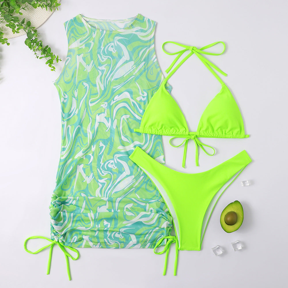 Bikini Printed Dress Sexy Bikini Three Piece Swimsuit Women
