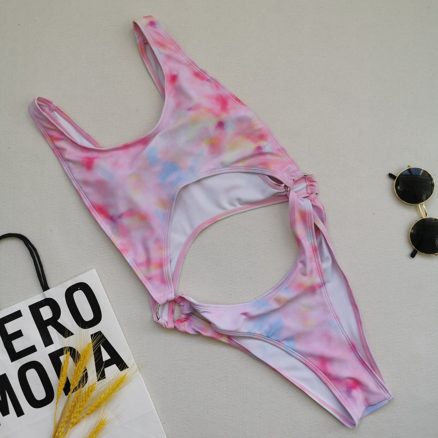 Bikini One Piece Swimsuit Hollow Out Cutout Sexy One Piece Swimsuit Tie Dye