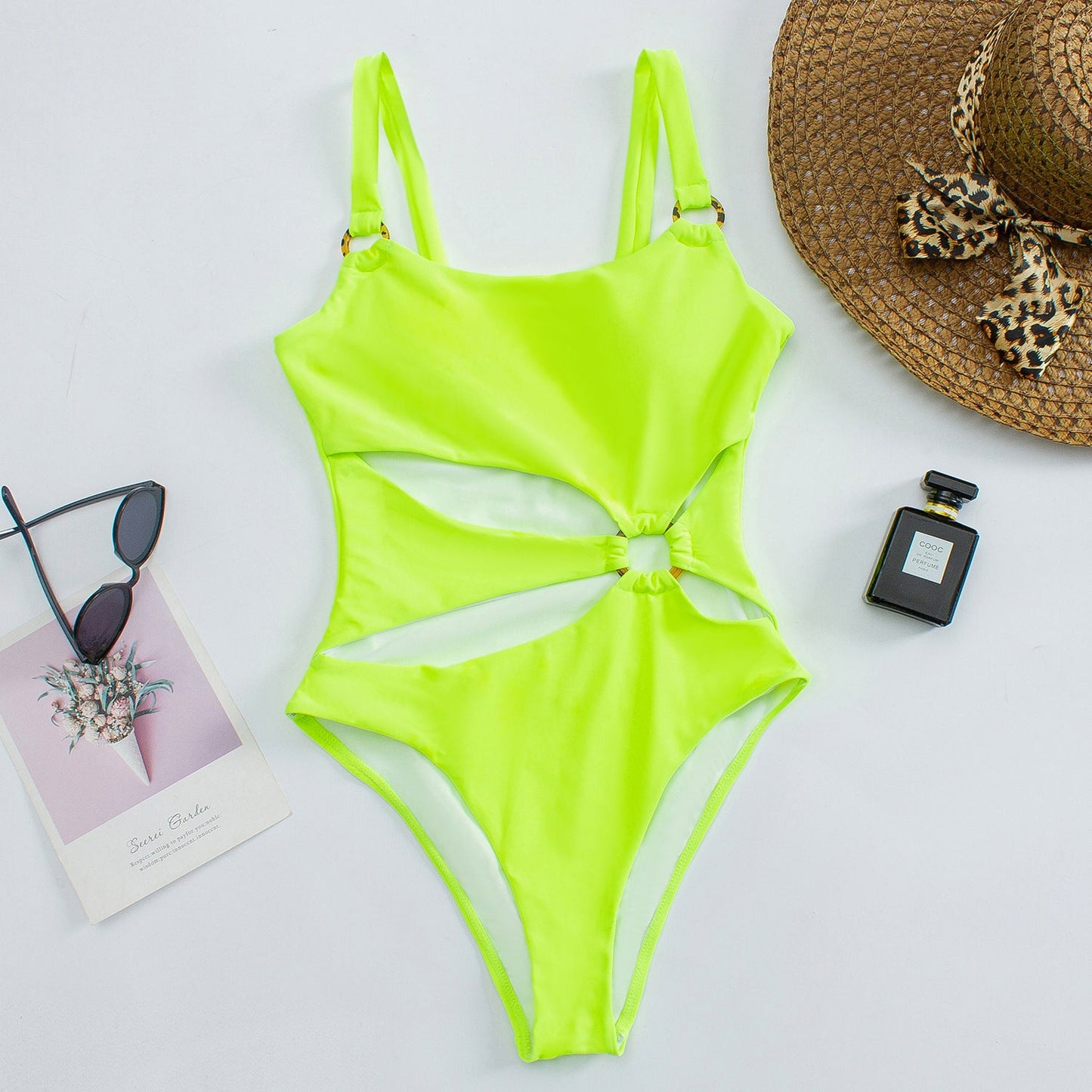 One Piece Swimsuit Female Solid Color Bikini