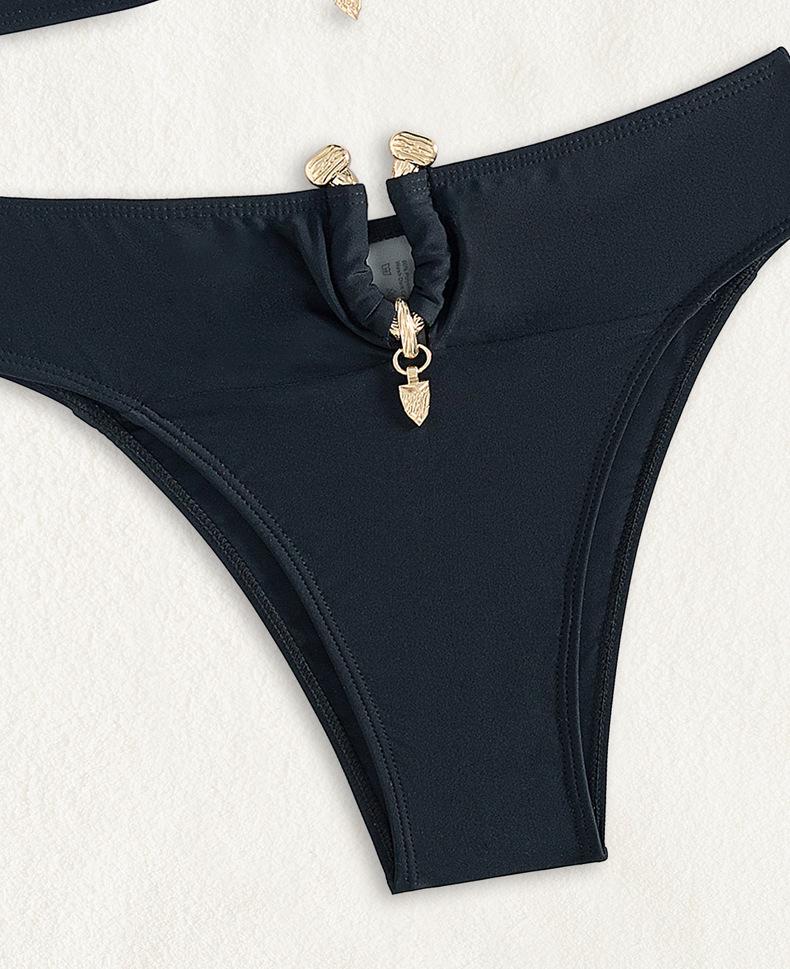 Solid Color Tube Top Bikini Sexy Split Swimsuit Set Women Bikini Swimsuit