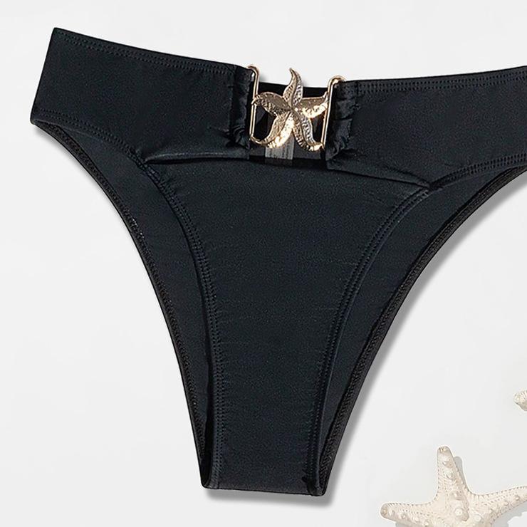 Bikini Swimsuit Split Tube Top Solid Color Bikini High Waist Sexy Swimsuit