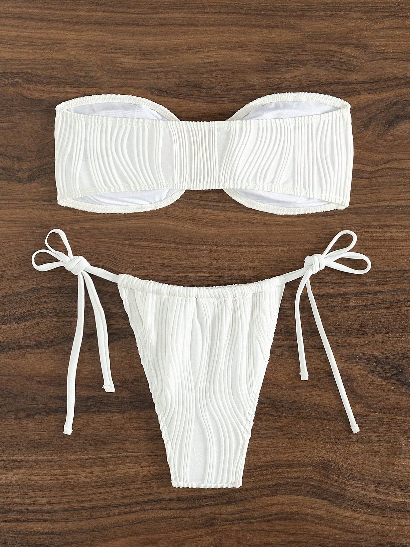 Bikini Sexy Bikini Solid Color Tube Top Split Swimsuit Lace up Swimwear