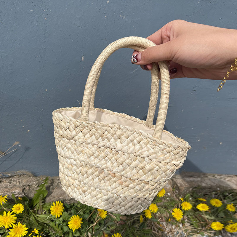 Fresh Straw Bag Portable Cute Woven Bag Small Clutch Korean Small Basket Women Bag