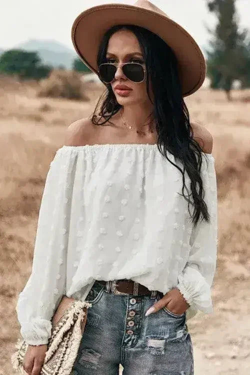 Off shoulder clip dot top for women | Femstylo