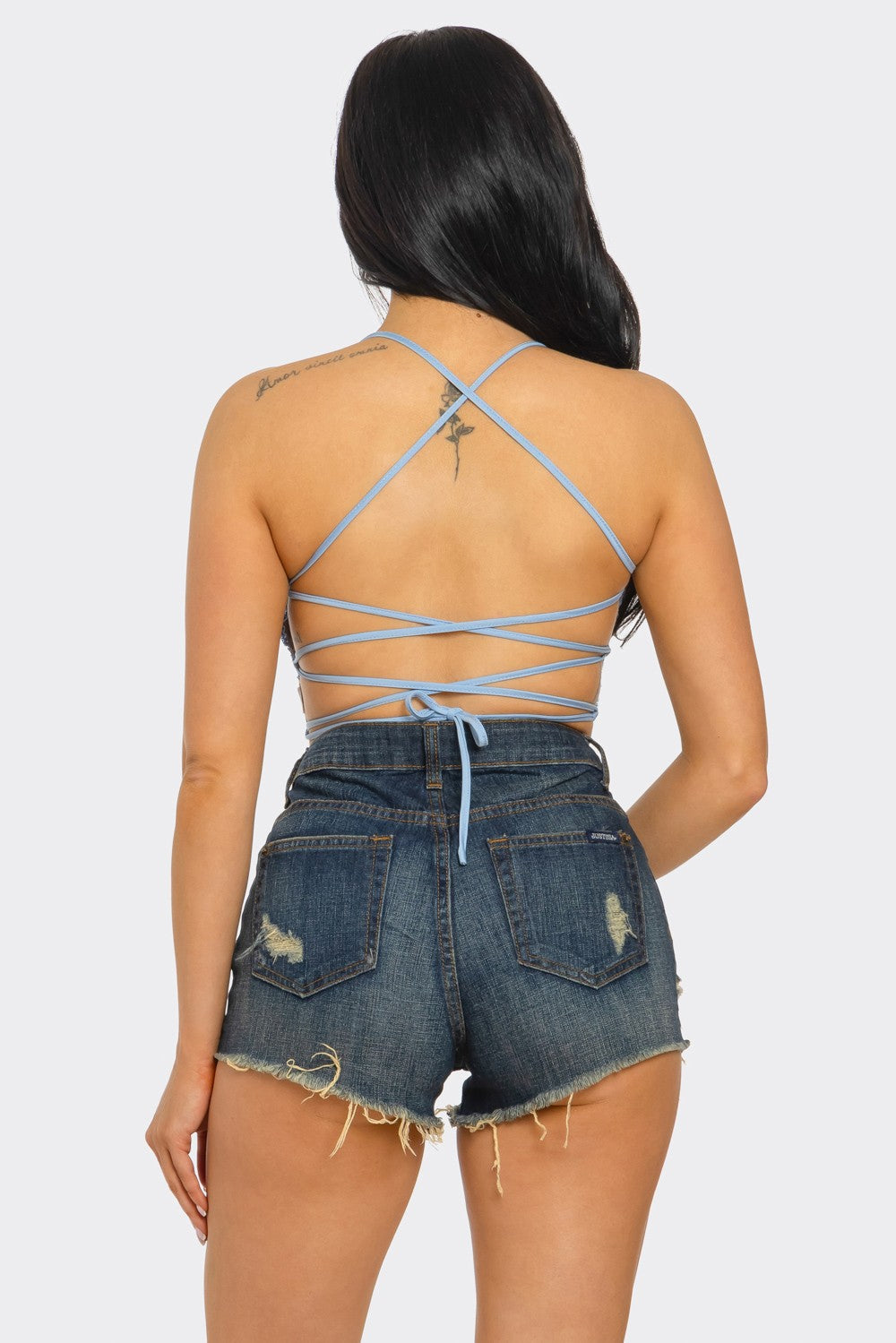 BAYLEE OPEN BACK TIE SEQUIN FESTIVIAL CROP TOP