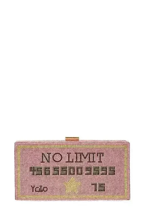 NO LIMIT YOLO Credit Card Rhinestone Clutch