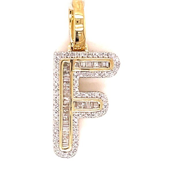 10K 0.40CT DIAMOND ALPHABET "INITIAL F" PENDANT