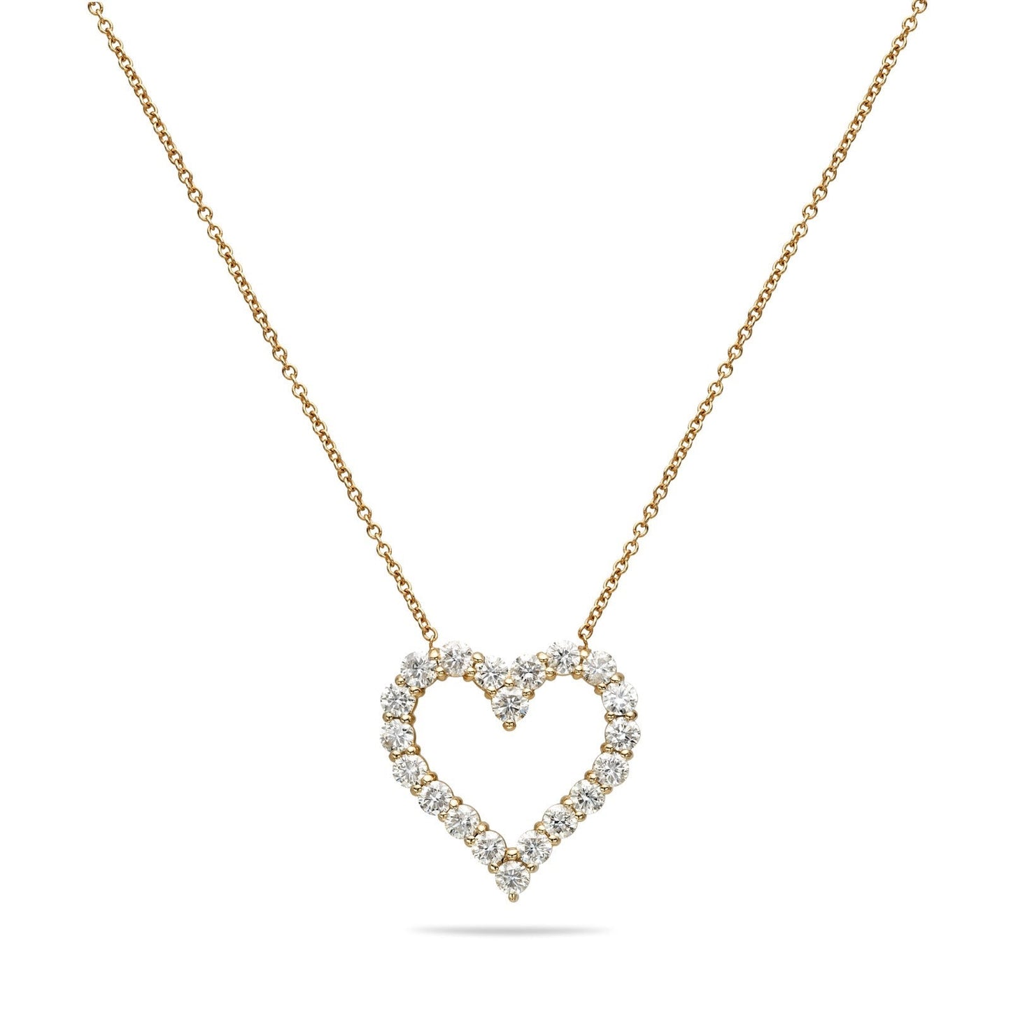 Natural Diamond Straight Heart Outline Pendant in 14K Yellow Gold – 4.02ctw