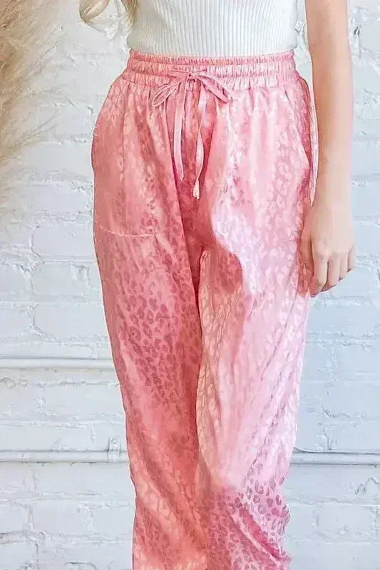 And The Why Satin Leopard Print Joggers