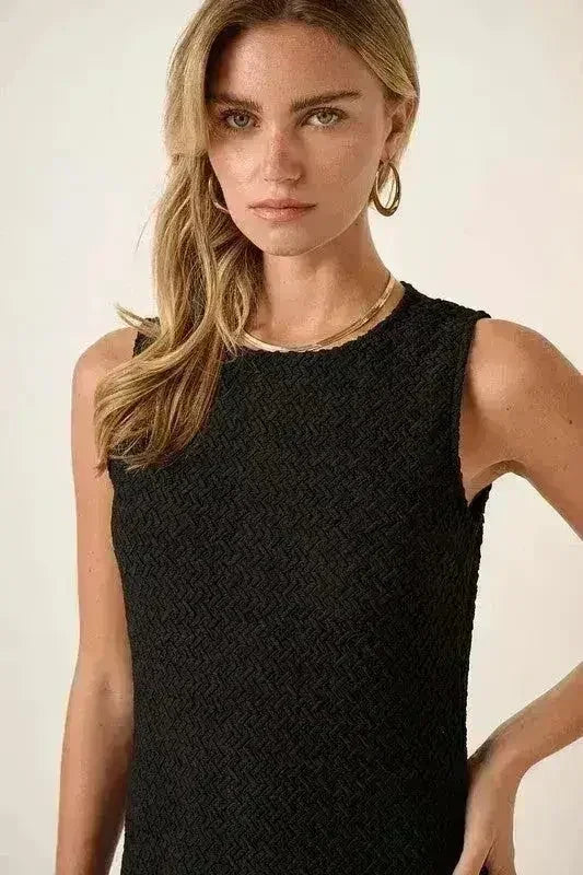 Mittoshop Side Slit Dress – Sleeveless Round Neck w/Slit