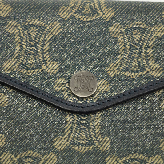 Celine Triomphe Canvas Blue and Grey Fine Strap Wallet #3962