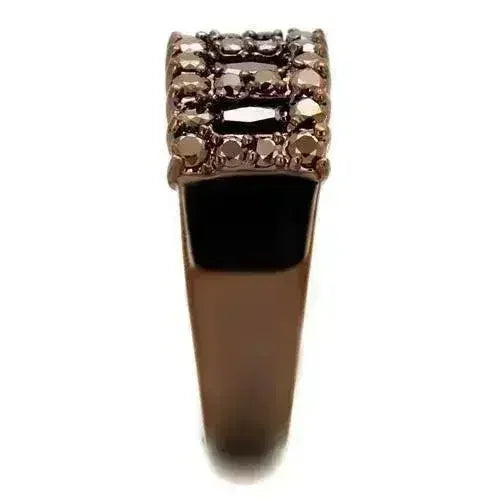 3W1163 IP Coffee Light Brass Ring – AAA Light Coffee CZ Solitaire