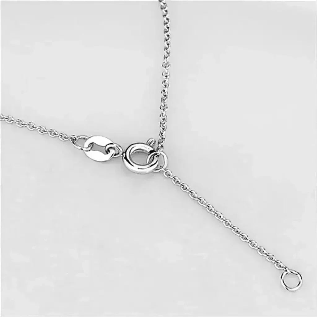 3W417 - Rhodium Brass Necklace with AAA Grade CZ in Clear