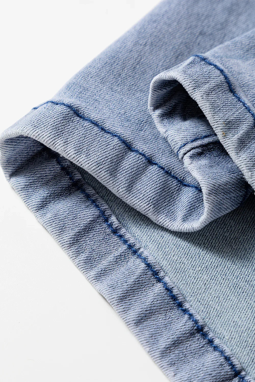 Beau Blue Button Zip High Waist Flared Hem Jeans