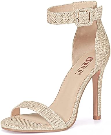 Women's Dressy Stiletto Heeled Sandals – Open Toe Ankle Strap Heels for Wedding, Party, or Homecoming