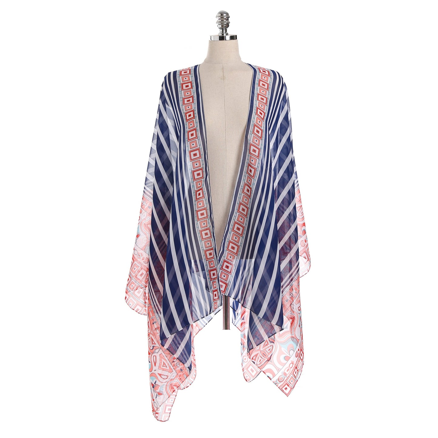 Beach Cover Up Chiffon Striped Positioning Beach Sun Protection Cardigan Vacation Clothes