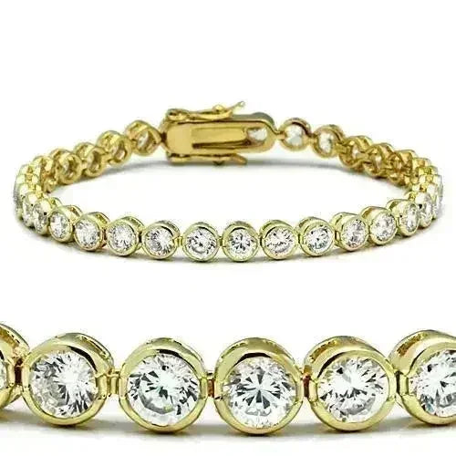 47202 Gold Brass Bracelet – AAA Clear CZ Tennis Bracelet