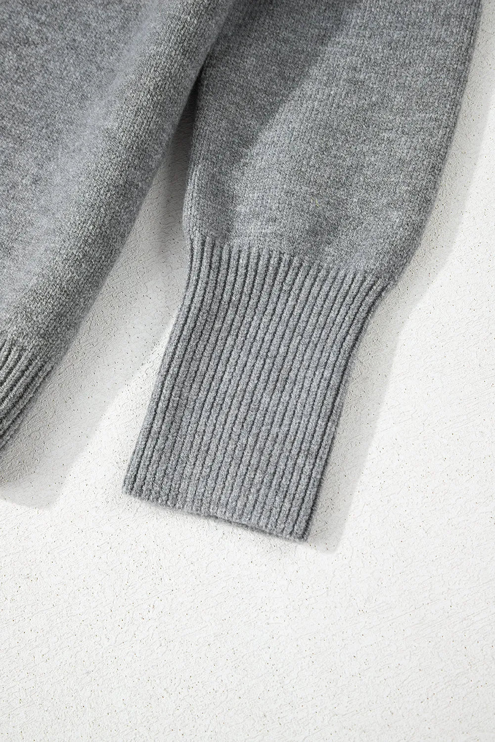 Medium Grey Hooded Button Up Drop Shoulder Sweater Cardigan