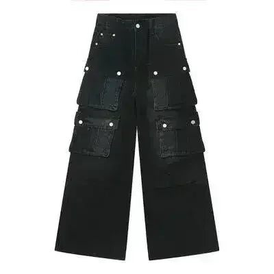 Multi-Pocket Cargo Wide-Leg Jeans
