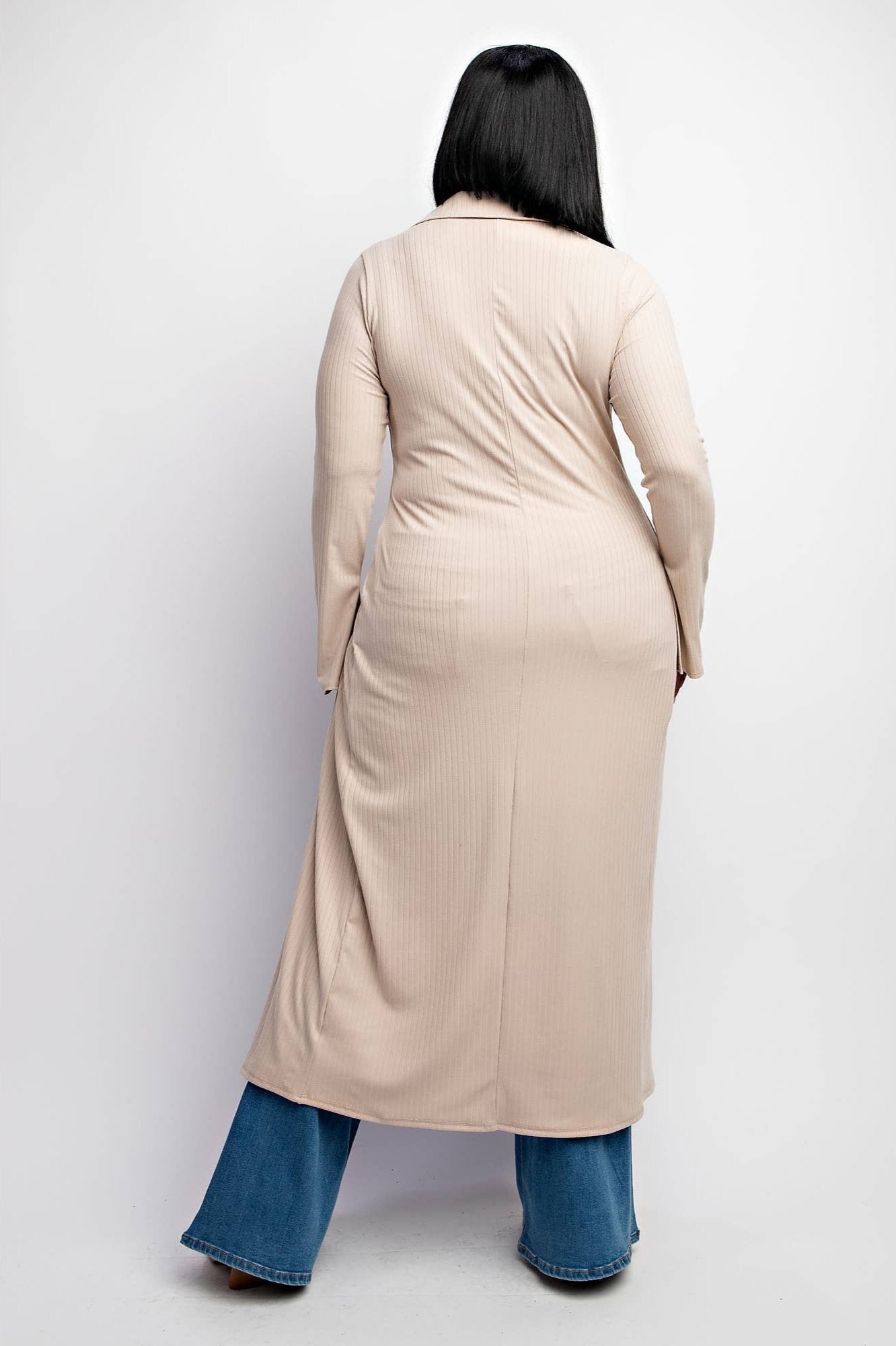 Deliah Plus Size Rib Knit Cardigan With Button Up Front