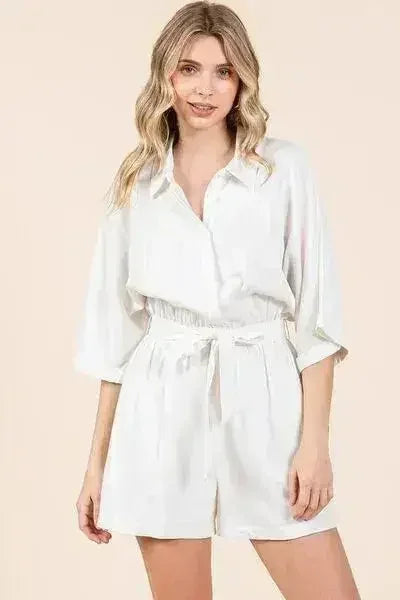 Mittoshop Tie Waist Half Sleeve Romper