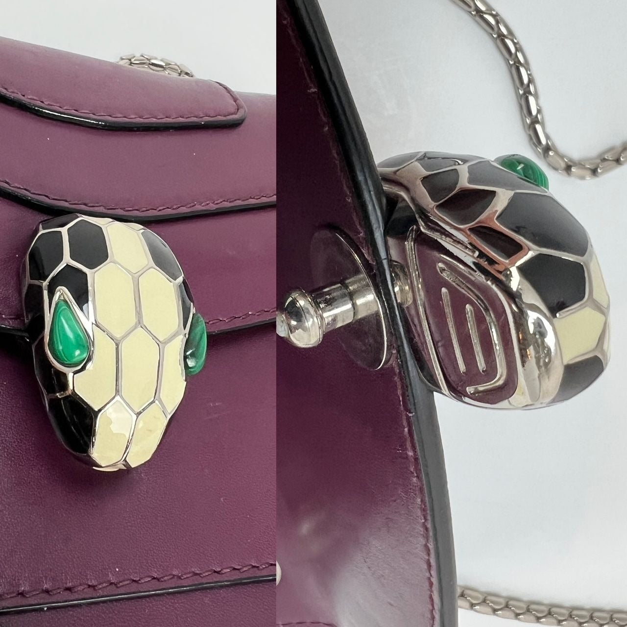 Bvlgari Calfskin Small Serpenti Forever Snake Plum Crossbody Bag