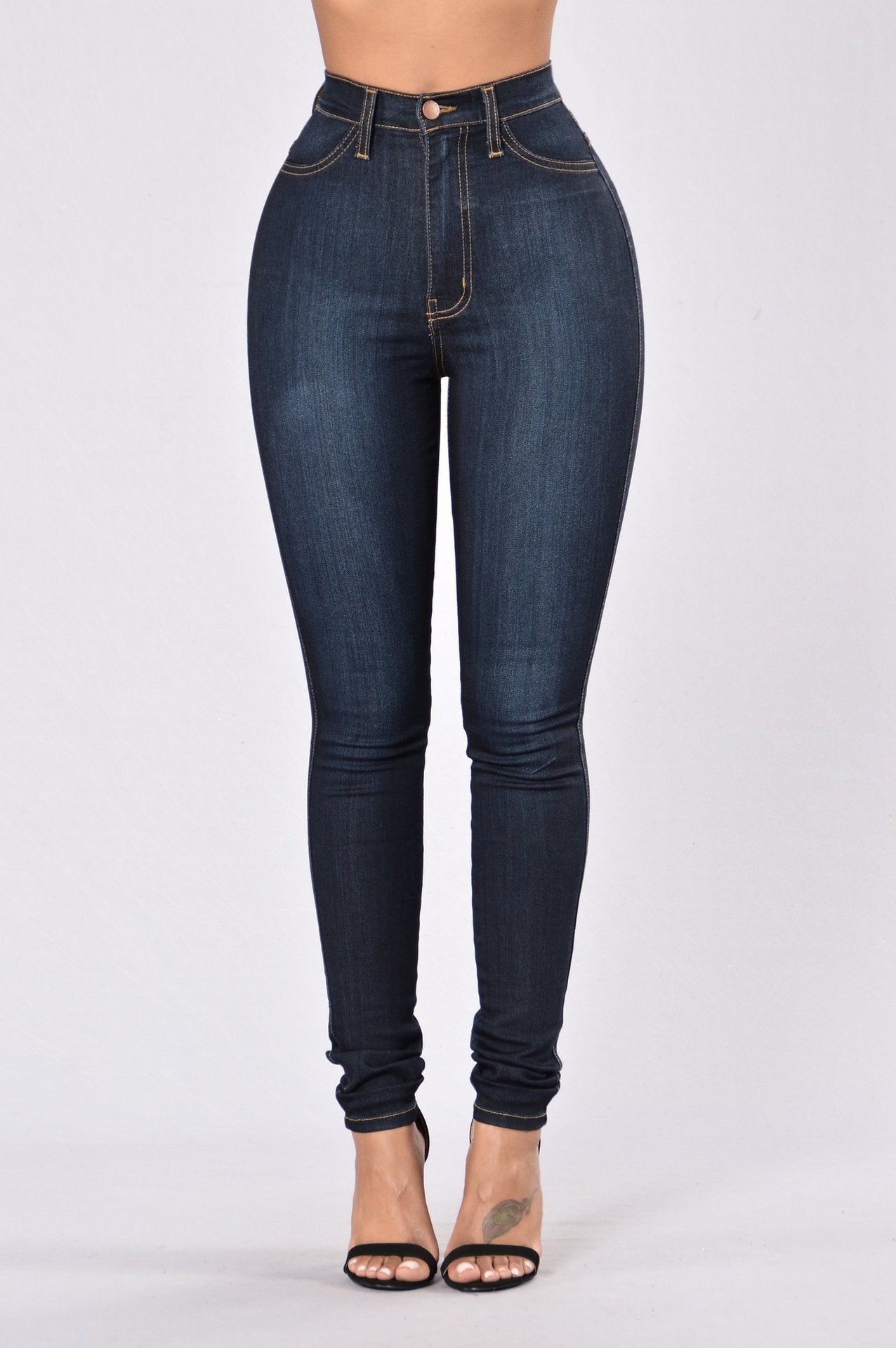 Pantalon slim taille haute extensible en denim pour l'automne et l'hiver