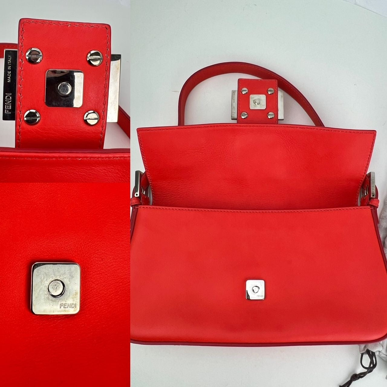 Fendi Vitello Baguette Papavero Shoulder Crossbody Hand Bag