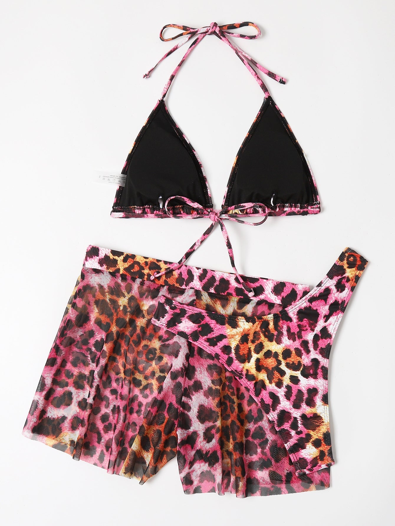 Leopard Print Three Piece Split Swimsuit Bikini Bikini