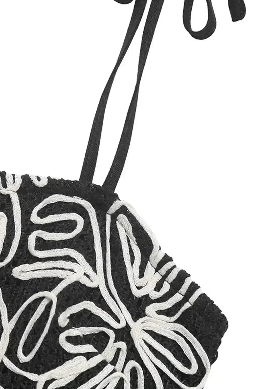 Black Floral Tie Straps Mini Dress