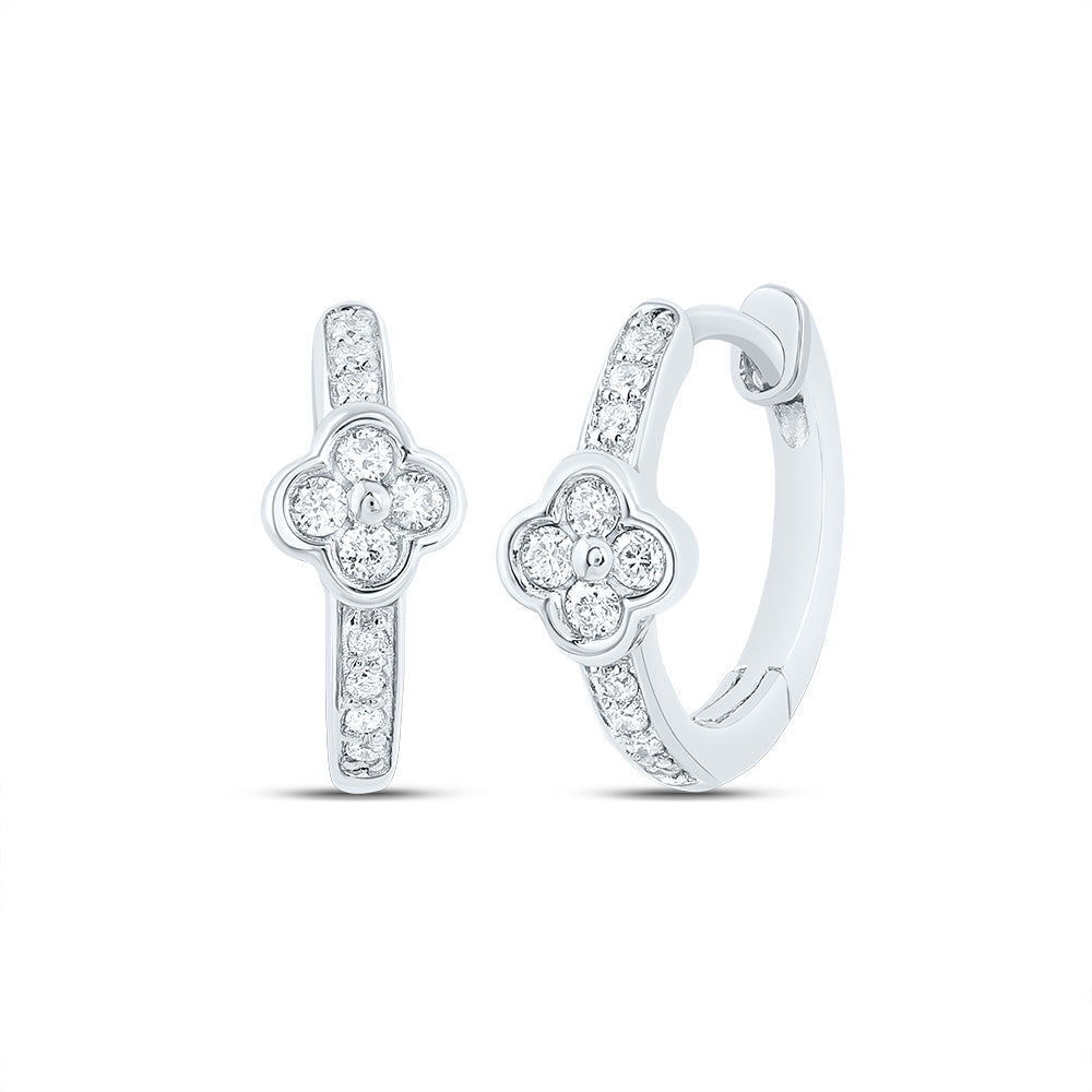 10K WHITE GOLD 1/10CTW-DIAMOND GIFT CLOVER HOOP EARRING