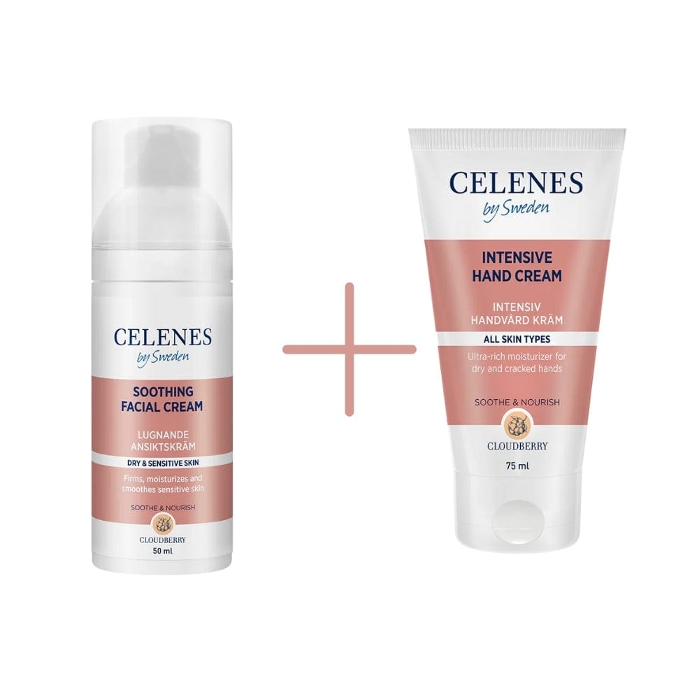 Celenes by Sweden Cloudberry Soothing Facial Cream 50 ml / 1.7 fl oz & Intensive Hand Cream 75 ml / 2.5 fl oz
