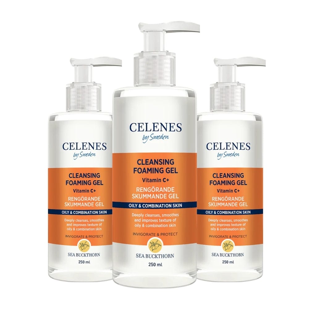 Celenes by Sweden Sea Buckthorn Cleansing Foaming Gel 250 ml / 8.5 fl oz -3 Pack