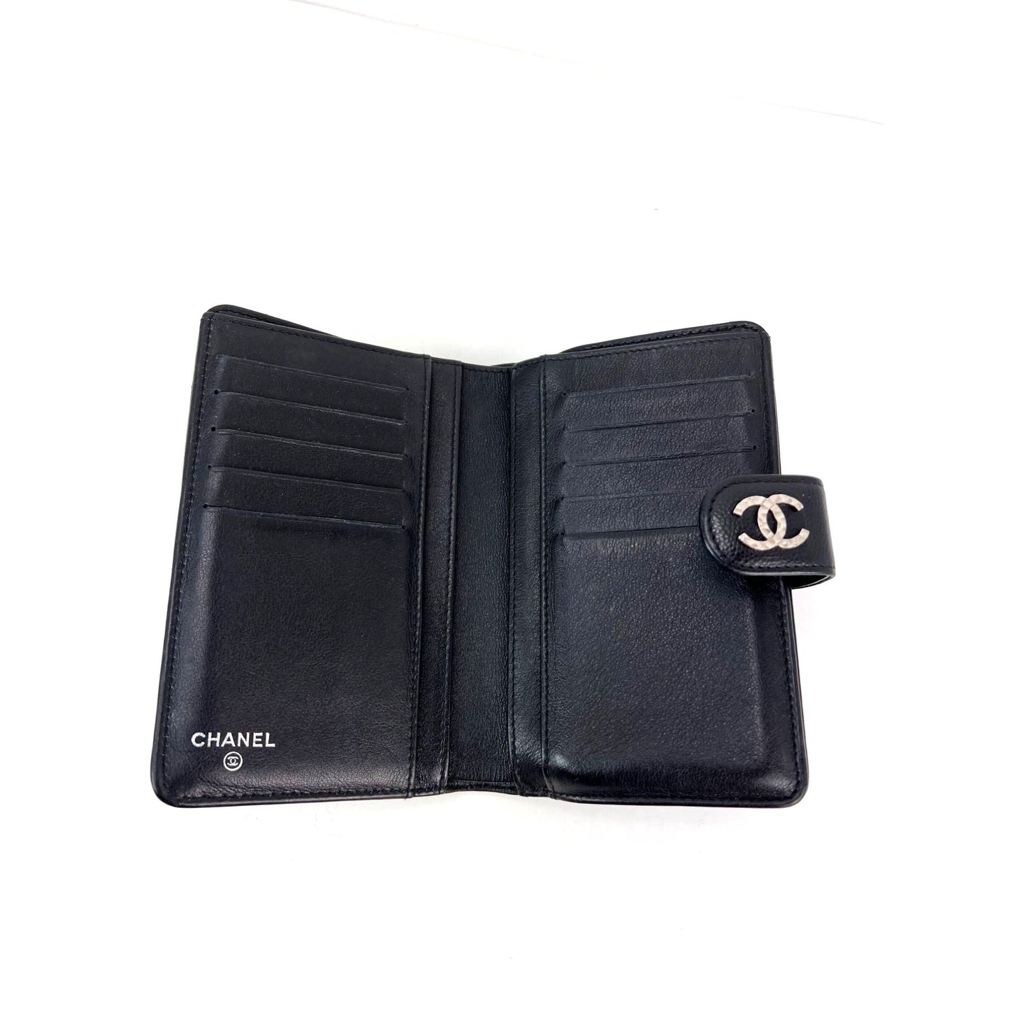 Chanel Caviar Timeless CC Zippered Pocket Black Wallet