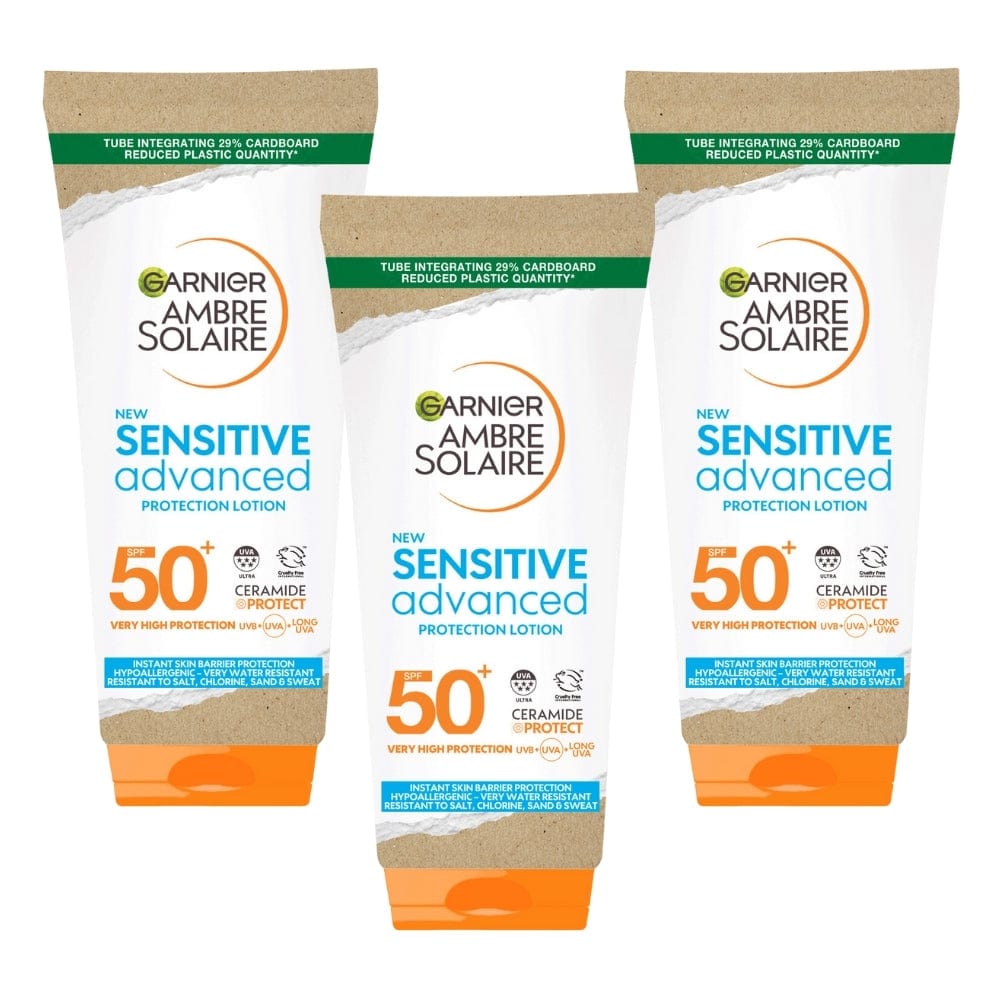 Garnier Ambre Solaire Sensitive Advanced Crème Solaire SPF 50+ 175 ml, lot de 3