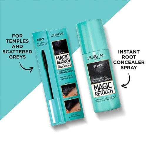 Loreal Paris Magic Retouch Black Temporary Instant Grey Root Concealer Spray 75ml -Black