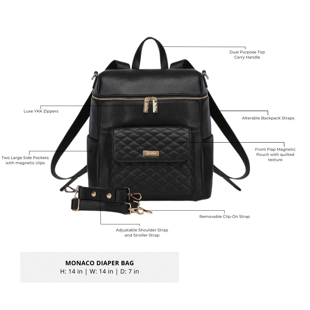 Monaco Diaper Bag | Ebony Black