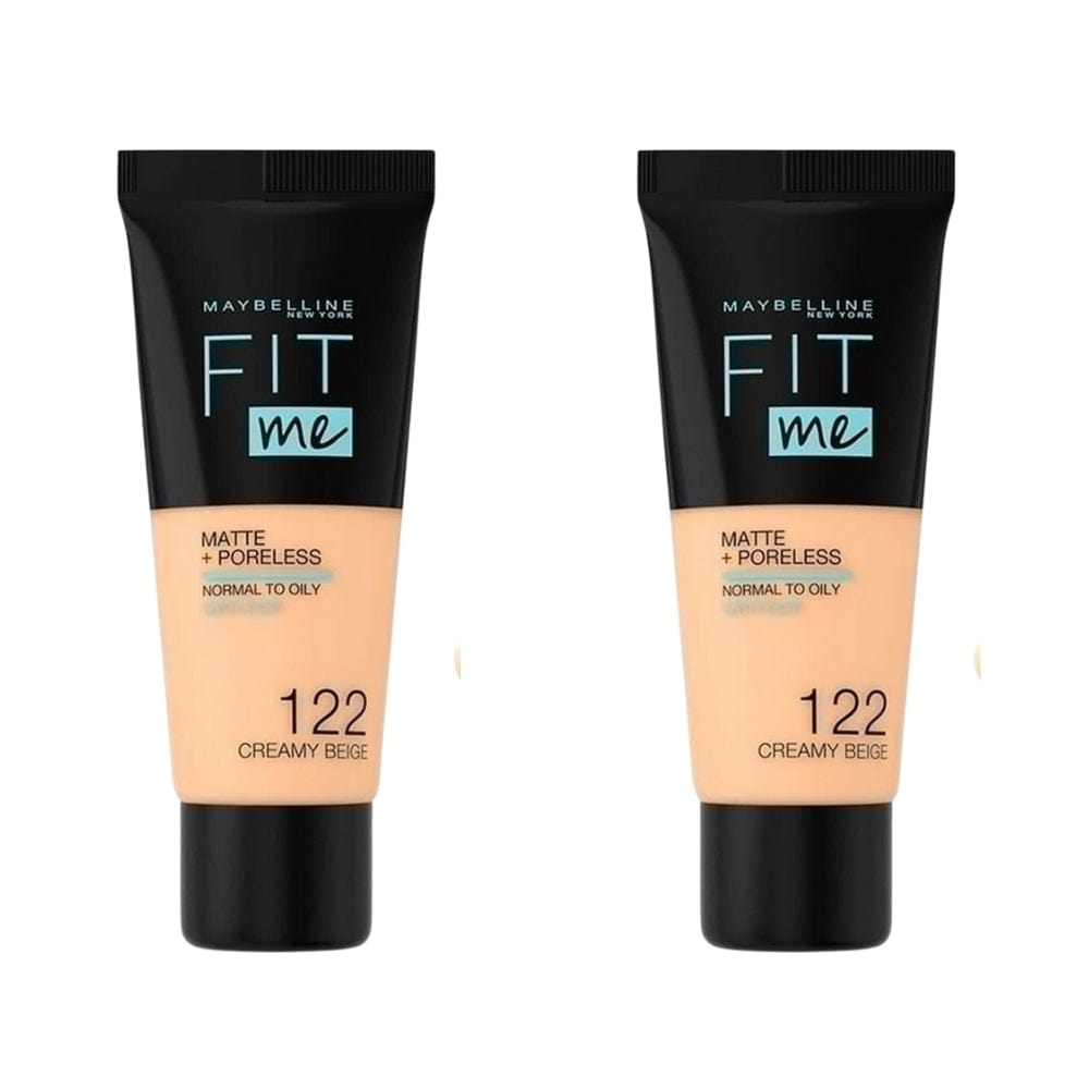 Maybelline Fit Me Matte+Poreless Foundation No:122 Creamy Beige 30ml -2 Pack