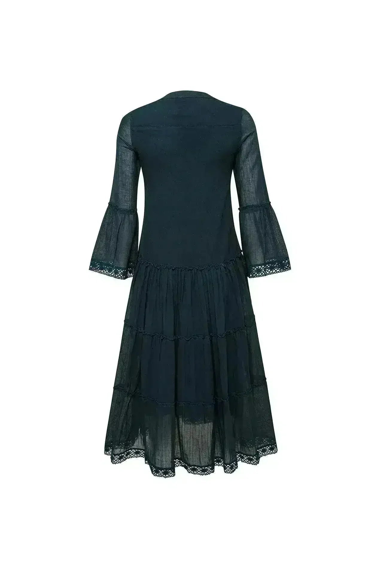 MIKA Cotton Maxi Dress - Petrol | Boho Peasant Style | Femstylo