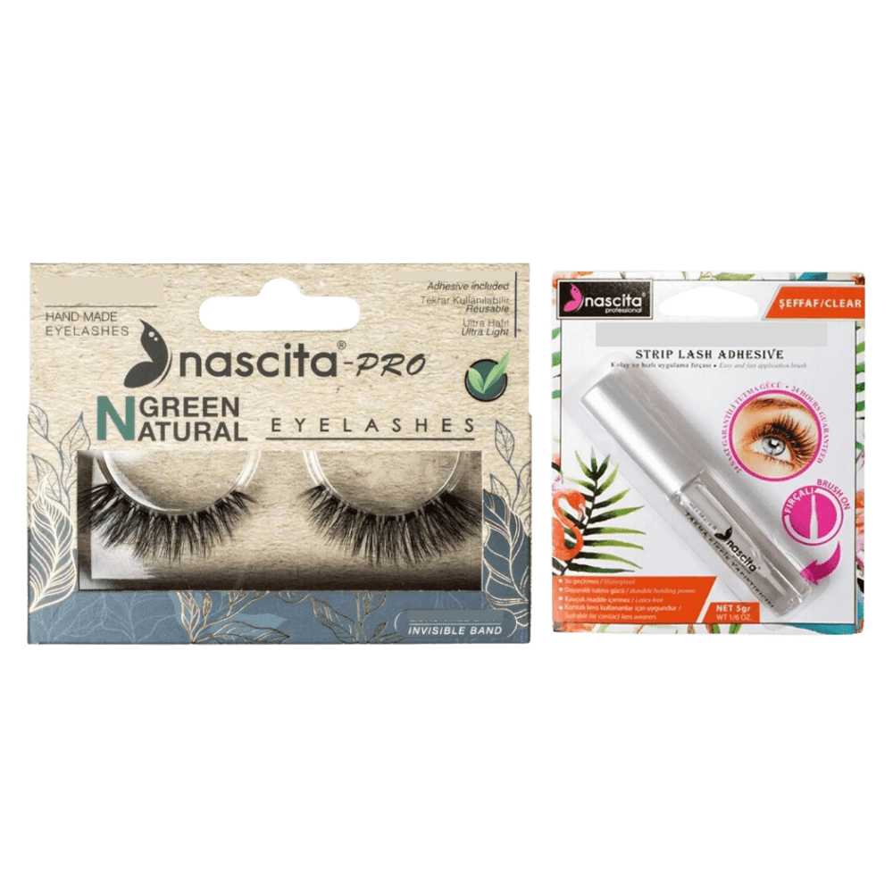 Faux cils naturels végans Nascita Green 110 + colle transparente Nascita pour faux cils 5 g - 08