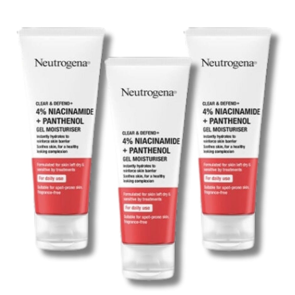 Neutrogena Clear & Defend+ Gel Moisturiser with Niacinamide & Panthenol 50ml / 1.7 fl oz 3 Pack