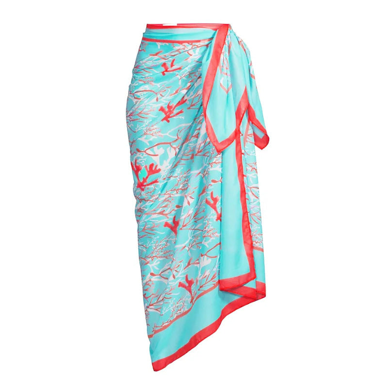 Split Three Piece Bikini Swimsuit Women Skinny Slimming Swimsuit Outfit Chiffon