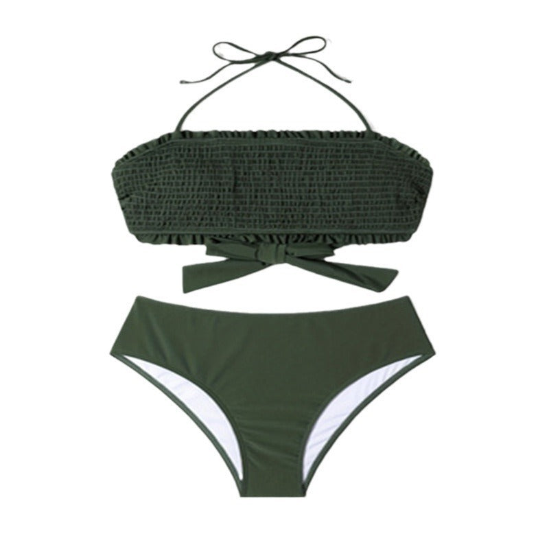 Sexy Lace up Bikini Women Three Point Bikini Beach Spring Swimsuit