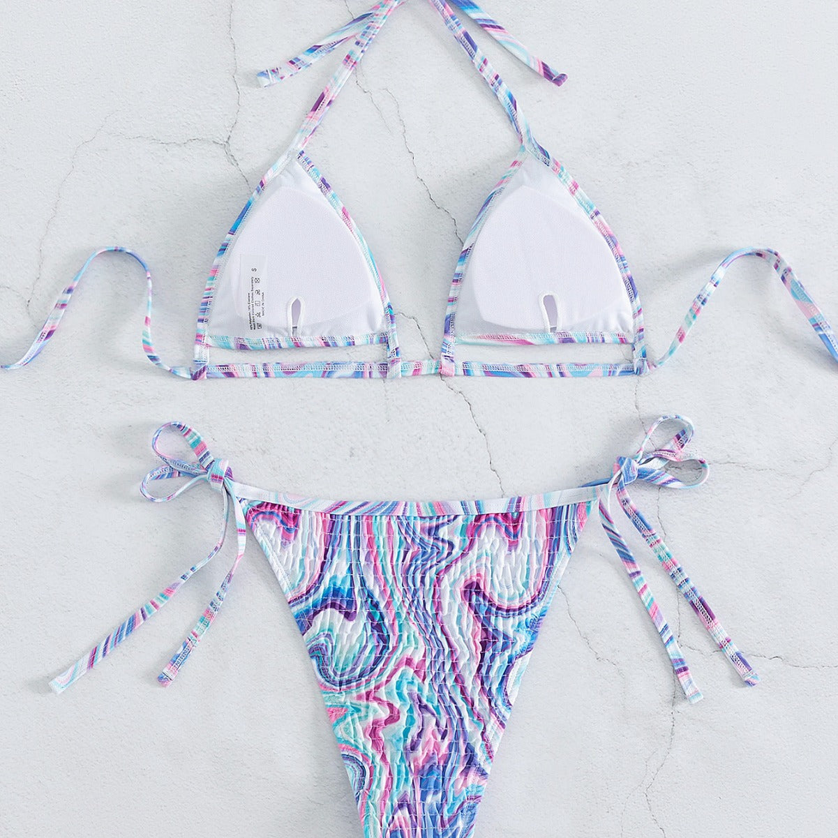 Split Bikini Sexy Backless Halter Bandage Women Swimsuit Swimwear Printing