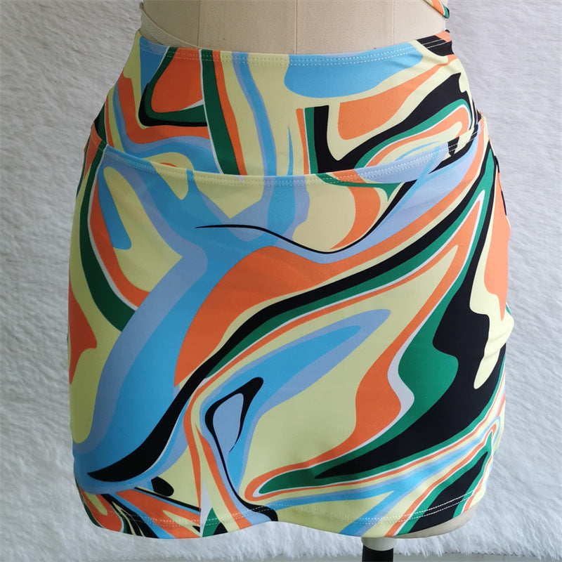 New Three Piece Swimsuit Women Dress Printed Bikini Sexy Split Swimsuit